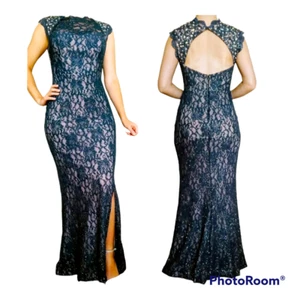  Bodycon-Maxikleid blau Spitze Damengröße 9 formell Abschlussball - Bild 1 von 6