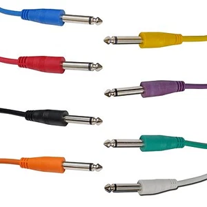 "NUEVO PAQUETE DE 8 cables de conexión de audio instrumento de guitarra mono color 6' pies 1/4" TS - Imagen 1 de 2