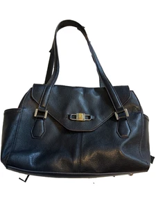 TIGNANELLO  Black  Pebbled Leather Purse Bag shoulder double strap - Picture 1 of 24