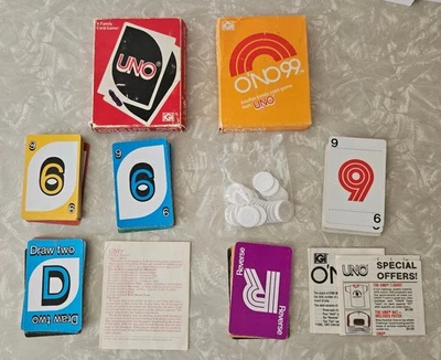 VINTAGE 1979 & 1980 UNO & O’NO 99 INTERNATIONAL CARD GAMES COMPLETE W/RULES - Image 1 of 4