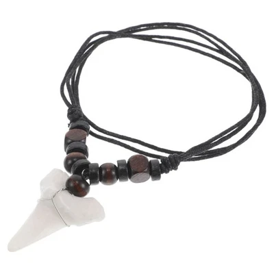  Perlenkette Haifischzahn-Halskette Dinosaurier Surfer Herrenkette - Bild 1 von 4