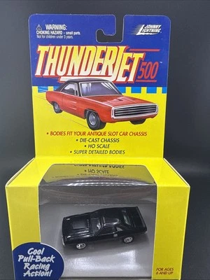1999 Johnny lightning BLACK DODGE CHALLENGER TA Thunderjets 500 PullBack SNAP - Image 1 of 3
