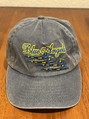 De colección EE. UU. Azul Marino Amarillo Ángeles Gorra Jet Planes Denim Ajustable Luna Foto 1 de 4