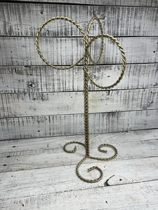 Vintage Mid Century Modern Gold Seil Handtuchhalter Bad Küche Akzent Dekor - Bild 1 von 14