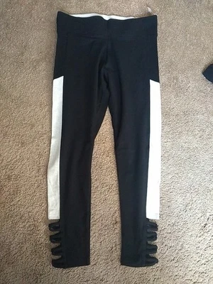 Victoria's Secret 粉色棉质平底瑜伽打底裤黑色面霜镂空踝 2016 — 第 1/4 张图片