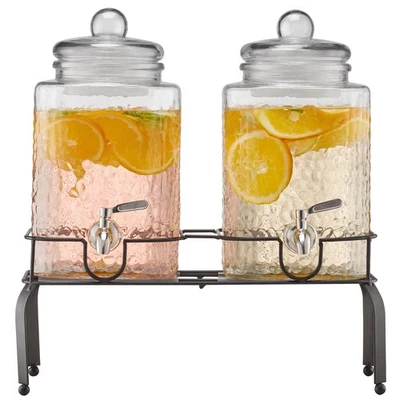 Dispensador de Bebidas 1.5 Gal Dispensador de Bebidas para Fiestas Vidrio con Soporte 2 PIEZAS Foto 1 de 4