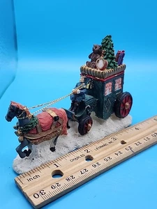 Holiday Mini Village Weihnachten Pferdeschlitten Deko 2,5"x 4,5" - Bild 1 von 8