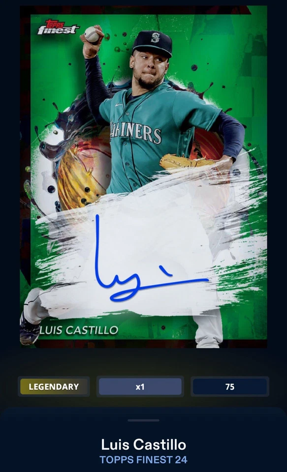 24 Topps Bunt DIGITAL Finest Green Signature LEGENDARY 75cc Luis Castillo - Image 1 of 1