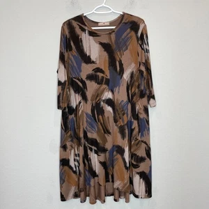 Lands Downunder Kleid Damen Gr. M Italy Made Midi 3/4 Arm Artsy Taschen - Bild 1 von 11