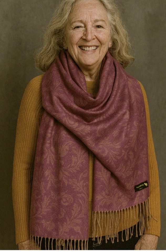 Bufanda suave 100 % cachemir chal envolvente 74x40 púrpura cachemir flecos Foto 1 de 4