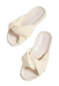 Zimmermann Twisted Towel slide | Cream/White, Leather Sole, Terry Cloth, Sandal - Bild 1 von 5