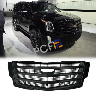 Parachoques delantero negro brillante para Cadillac Escalade 2015-2020 rejilla capó central Foto 1 de 4