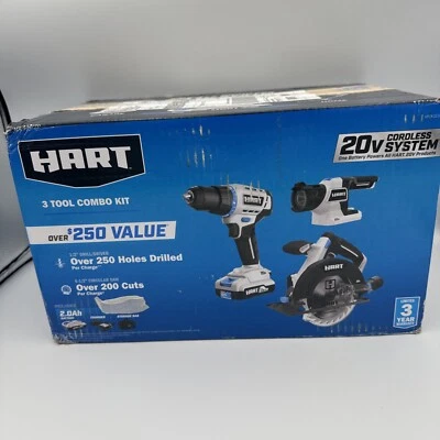 Hart 20 Volt 3 Tool Combo Kit w/ 1/2 Drill/Driver, 6-1/2 Circular Saw LED LIGHT - Image 1 of 4