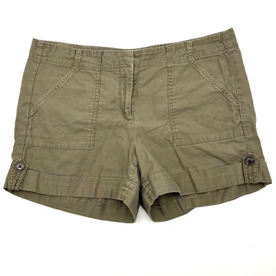 Pantalones Cortos Carga Ann Taylor Signature Verde Ejército Tiro Medio Dobladillo Puños Talla 12 35x4" Foto 1 de 4