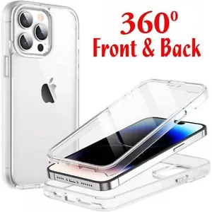 Full Body Clear Hybrid Shockproof 360 Case For iPhone 14 15 Pro Max 13 12 11 8 X - Picture 1 of 7