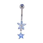 Steel Curved Belly Ring w/Small Star Dangle-Blue MMD105
