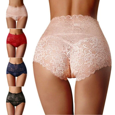 Women Lace Panties 3Pack Plus Size Underwear High Waist Knicker Lingerie Female - Image 1 of 4