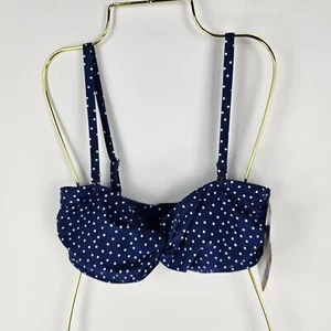 Nancy Ganz Shaping Bikini Top Womens Size 12 Blue White Polka Dot Swimwear NWT - Picture 1 of 8