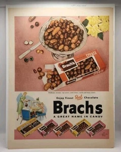 Vintage 1955 Brachs Real Chocolate Candy Life Magazine Print Ad 14"X10 1/2" - Picture 1 of 5