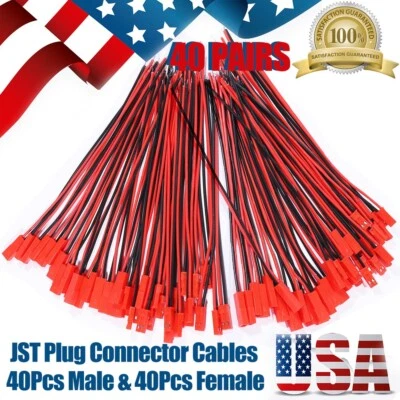 40 pairs 150mm for JST Plug Connector Cable Male Female RC Lipo Battery 1.25 PH - Image 1 of 4