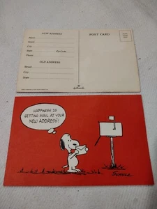 (2) Vintage Postcard Change Of Address Peanuts Snoopy Hallmark Post Cards Unused - Picture 1 of 2