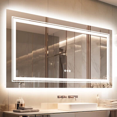 Wisfor Dual Illuminated Bathroom Mirror Frameless Anti-fog Dimmable LED Mirror - Image 1 of 4
