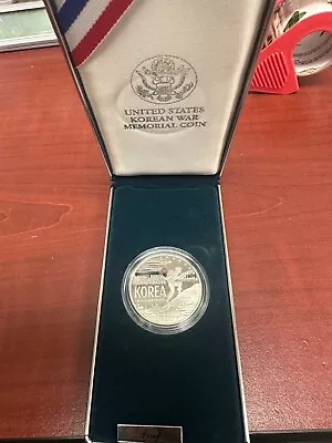1991 Korean War Memorial Coin * Silver Dollar  Proof * With Box and COA - Image 1 of 4
