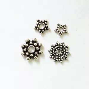 Daisy Spacer Beads in Sterling silver 8mm and 14mm, Bali silver spacers. - Picture 1 of 10