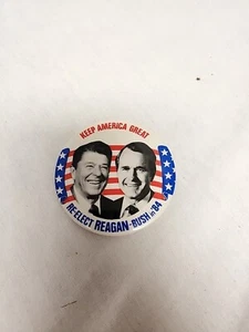 Campaign Pin Button 1984 Reagan Bush ‘84. 'Keep America Great' 3.5" - Picture 1 of 2