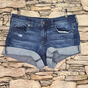 Universal Thread Damen Midi-Shorts mit Manschetten Größe 6 Stretch blau Distressed Denim - Bild 1 von 12