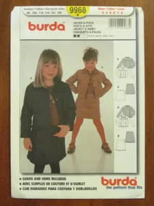 BURDA PATTERN - 9968 GIRL'S UNLINED JACKET YOKE POCKETS A-LINE SKIRT 3-8 UNCUT - Picture 1 of 2