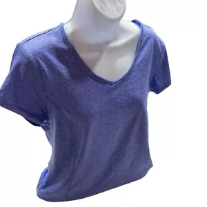 Danskin Now Blue Heathered Dri More Semi Fitted Tee V Neck Womens Size Large - Picture 1 of 12