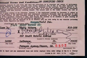 MUDDY WATERS~Raro contratto concerto firmato~Old Chicago Blues~McKinley Morganfield - Foto 1 di 5