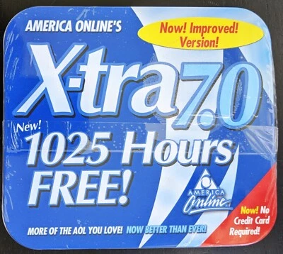 X-TRA BLUE America Online Collectible / Install Disc, Vintage AOL CD v7.0 in Tin - Image 1 of 2
