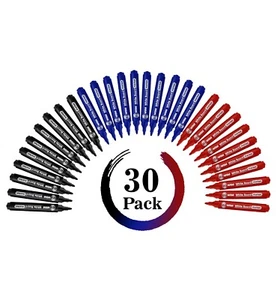 30 Pack - White Board Markers with 2mm Bullet Tip Drywipe Pens Red, Blue, Black - Picture 1 of 23