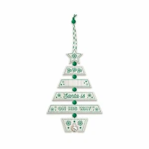 Christmas Tree Decoration - Santa Green/White 269800004 Wooden Hand Crafted - Picture 1 of 4