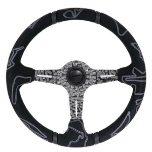 momo 14-inch Ultra Black Edition Deep Dish Suede Sport Racing Steering Wheel - Picture 1 of 9