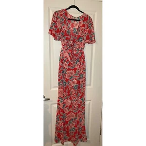 Show Me Your Mumu Floral Maxi Dress Tie Front Red Pink Green Medium - Picture 1 of 11
