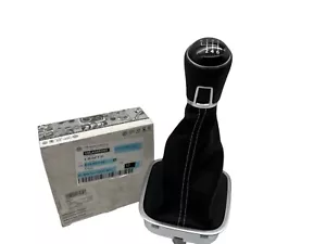 OEM VW 6 Speed Gear Shift Polo 5 V 6R Button Shift Knob Leather Black Original - Picture 1 of 12