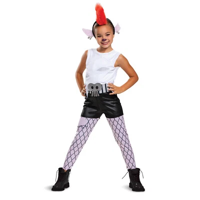 女孩 Barb Trolls 世界巡回演唱会 摇滚明星服装 带假发 伪装 儿童 XS 3T-4T S 6 — 第 1/2 张图片