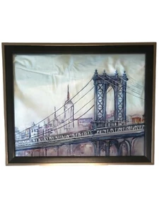 Architektur Kunst "Manhattan Bridge" Aquarell auf Glas Kunst Atilius Alliance - Bild 1 von 6