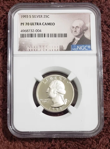 1993 S SILVER LEFT OR RIGHT PATRIOT LABEL WASHINGTON 25C NGC PF 70 ULTRA CAMEO Cover