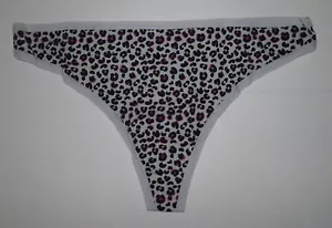 NO BOUNDARIES PURPLE GRAY LEOPARD THONG PANTIES M MEDIUM JUNIORS - Picture 1 of 2