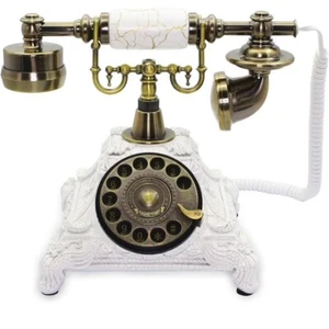 Téléphone fixe style ancien vintage blanc - Zdjęcie 1 z 5