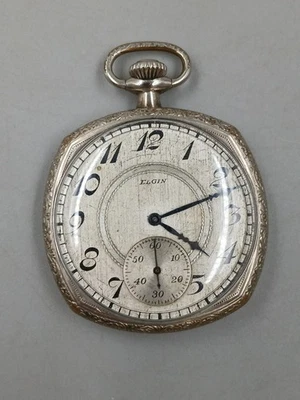 1928 Elgin 17 Jewel Grade 345 Nickel Over Brass Filigree Case Pocket Watch - Image 1 of 4