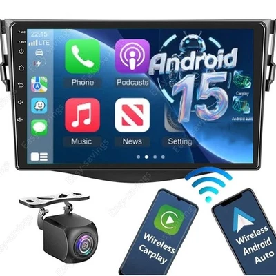 Radio estéreo para automóvil Apple Carplay GPS BT para Toyota RAV4 2006-2012 9" Android 15 Foto 1 de 4