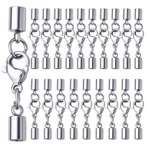 20pcs Stainless Steel Leather Cord Ends with Lobster Clasp Connector for Jewe... - Picture 1 of 7