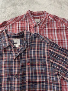 2 Vintage Y2K Quiksilver Short Sleeve Button Shirts Men's L Plaid Collared 2003 - Picture 1 of 18