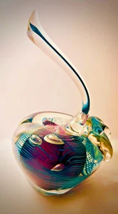 🔥5,5" x 10,5" Hal David Berger Kunst Glas kontrollierte Blase Apfel Briefbeschwerer🔥 - Bild 1 von 9