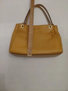 Michael Kors Raven Pebble Leather Large Yellow Gold Hardware Shoulder Tote Bag - Picture 1 of 17